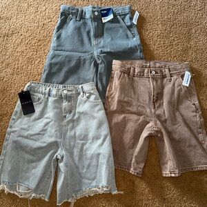 Old Navy Kids Denim Shorts - Green, Brown, Tan